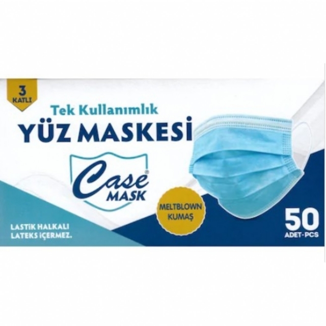 Case 3 Katlı Tek Kullanımlık Meltblown Maske (Mavi)